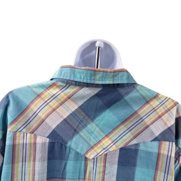 Levis Western Pearl Snap Shirt Men Large Stripes Long Sleeve Flap Pockets EUC - Picture 7 of 9